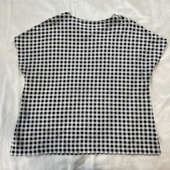 J Jill Luxe Supima Relaxed Tee Buffalo Plaid Short Sleeve Shirt | Size MP - Picture 4 of 5